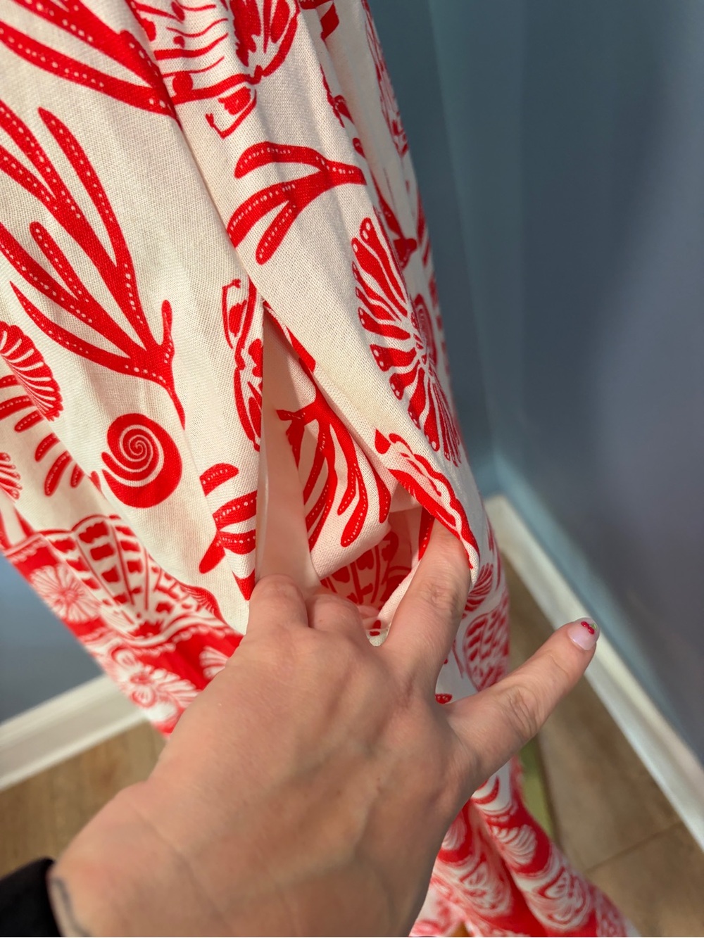 Calypso St. Barth Red White Seashell Linen Blend Maxi Dress Small Coastal NWT - Picture 7 of 11